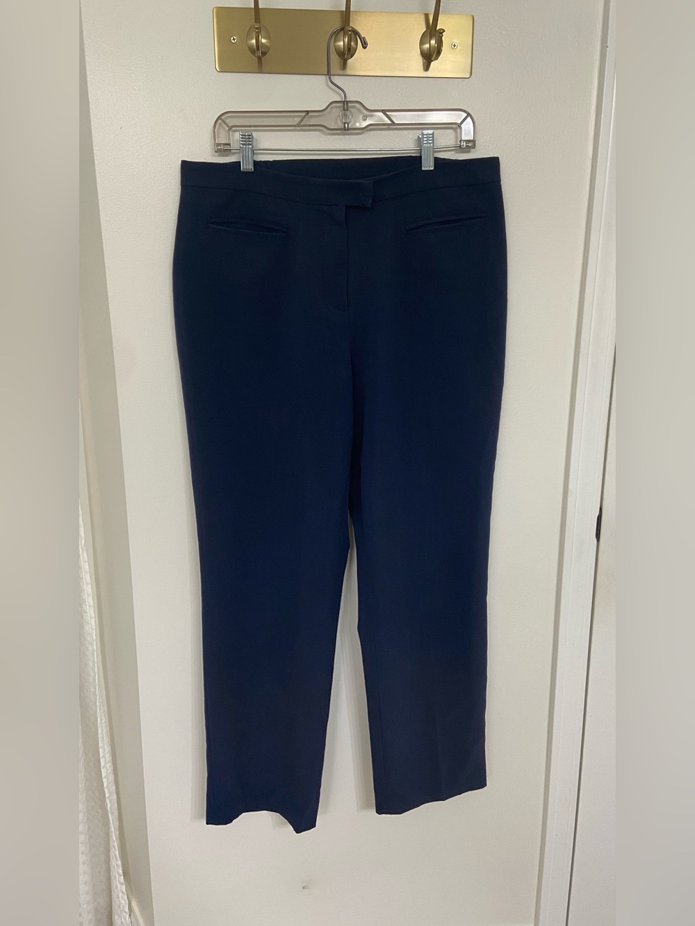 Ruby Rd Navy Blue Stretch Dress Pants Size 12 Straight Leg Career Trouser